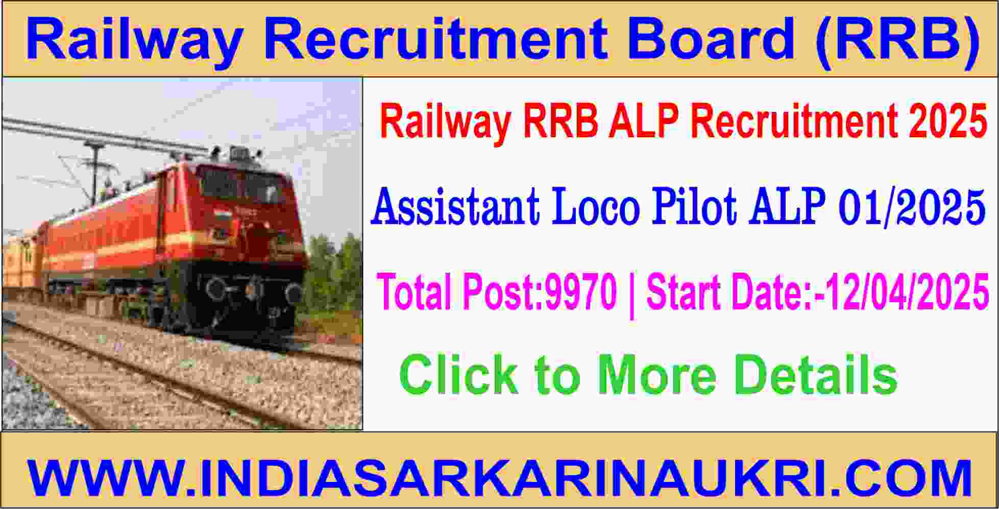 Railway Recruitment Board RRB Assistant Loco Pilot ALP CEN 01/2025 Recruitment 2025 Correction Edit Form for 9970 Post 